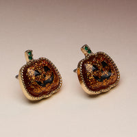 Pumpkin Epoxy Stud Earrings with Titanium Posts