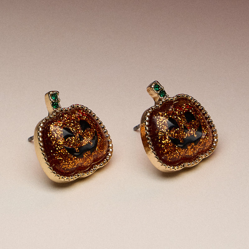 Pumpkin Epoxy Stud Earrings with Titanium Posts