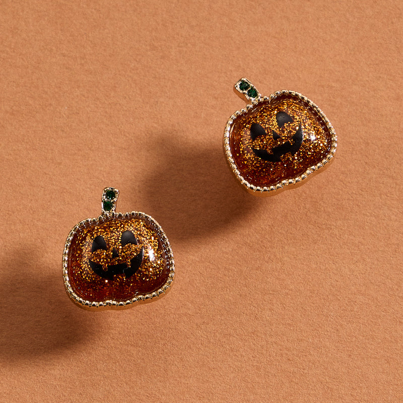 Pumpkin Epoxy Stud Earrings with Titanium Posts