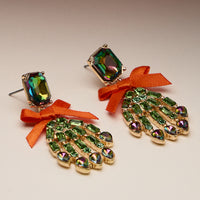 Enamel Skeleton Hand Earrings with Ribbon Accent