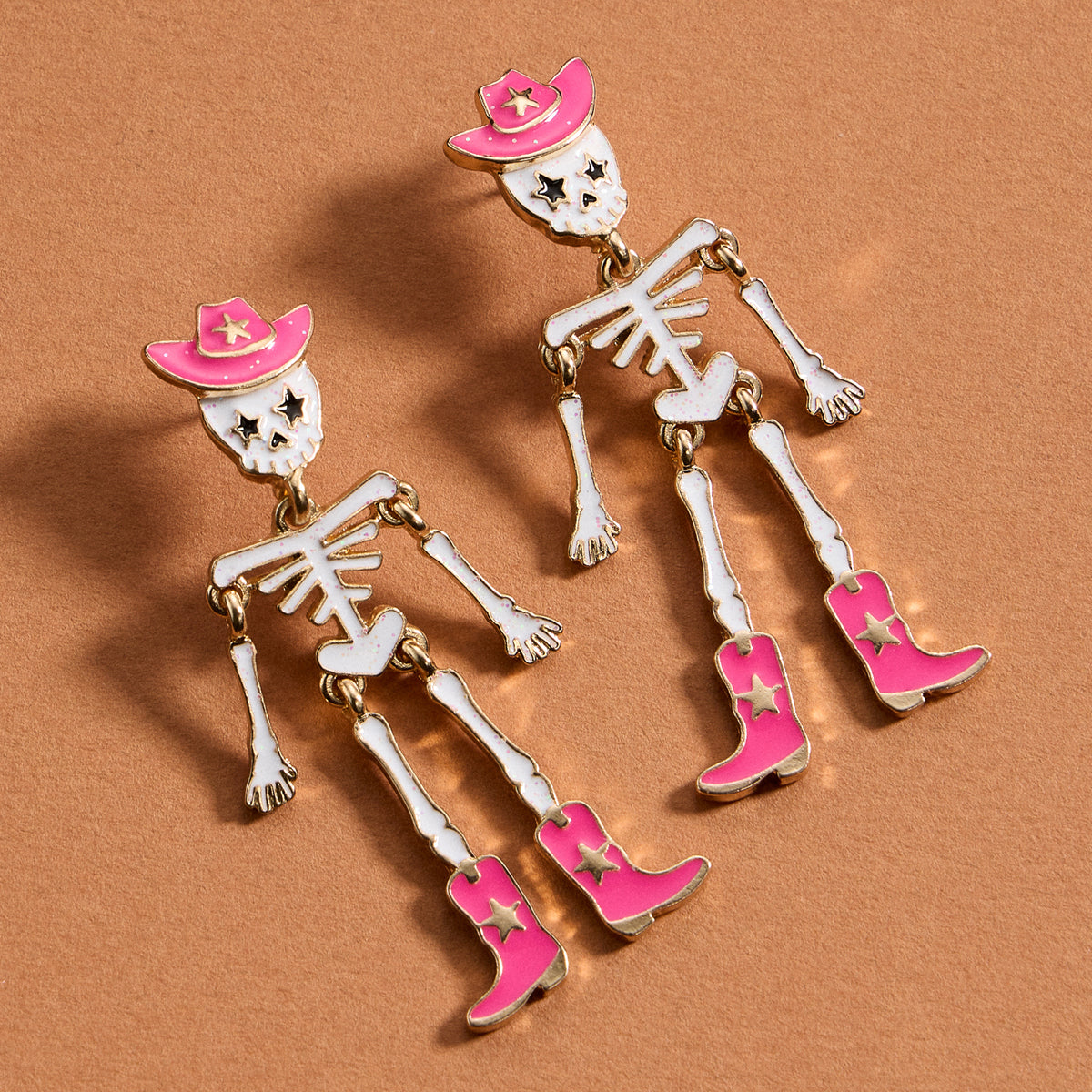 Skeleton Earrings with Western Hat and Boots