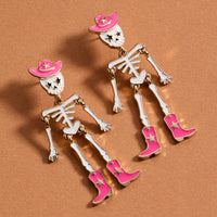 Skeleton Earrings with Western Hat and Boots