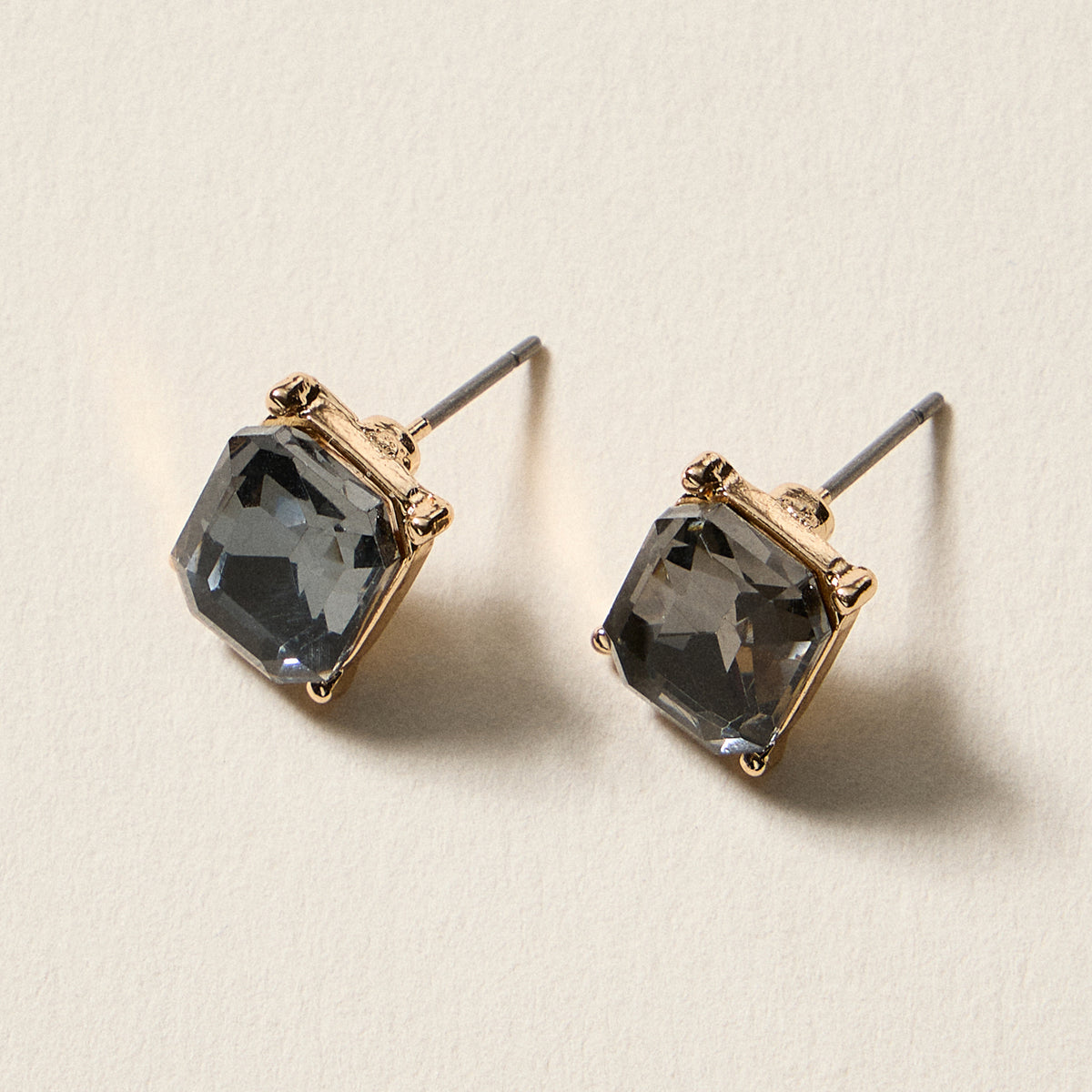 Birthstone Stud Earrings – Emerald-Cut Gemstone Rectangle Post Earrings