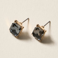 Birthstone Stud Earrings – Emerald-Cut Gemstone Rectangle Post Earrings