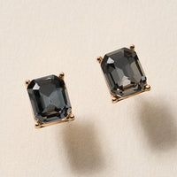 Birthstone Stud Earrings – Emerald-Cut Gemstone Rectangle Post Earrings