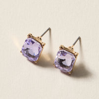 Birthstone Stud Earrings – Emerald-Cut Gemstone Rectangle Post Earrings