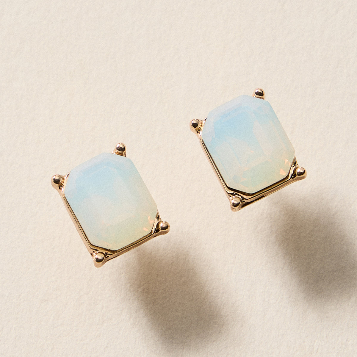 Birthstone Stud Earrings – Emerald-Cut Gemstone Rectangle Post Earrings