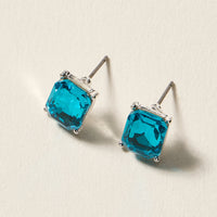 Birthstone Stud Earrings – Emerald-Cut Gemstone Rectangle Post Earrings