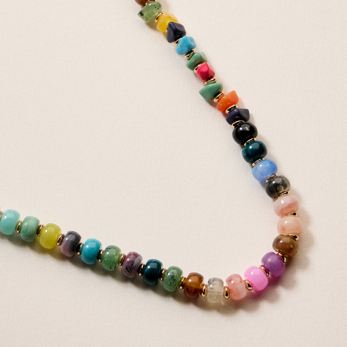 Colorful Resin Beaded Necklace – Adjustable Multi-Color Boho Bead Chain