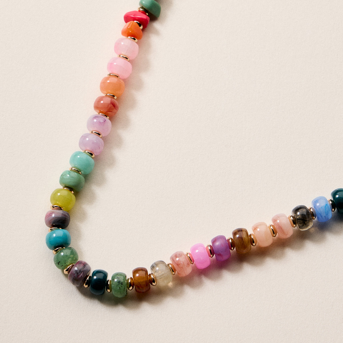 Colorful Resin Beaded Necklace – Adjustable Multi-Color Boho Bead Chain