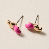 Double Heart Stud Earrings – Cute Enamel & Gold Heart Posts for Valentine’s Day