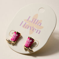 Mini Western Cowboy Boot Enamel Stud Earrings – Assorted Colors & Patterns
