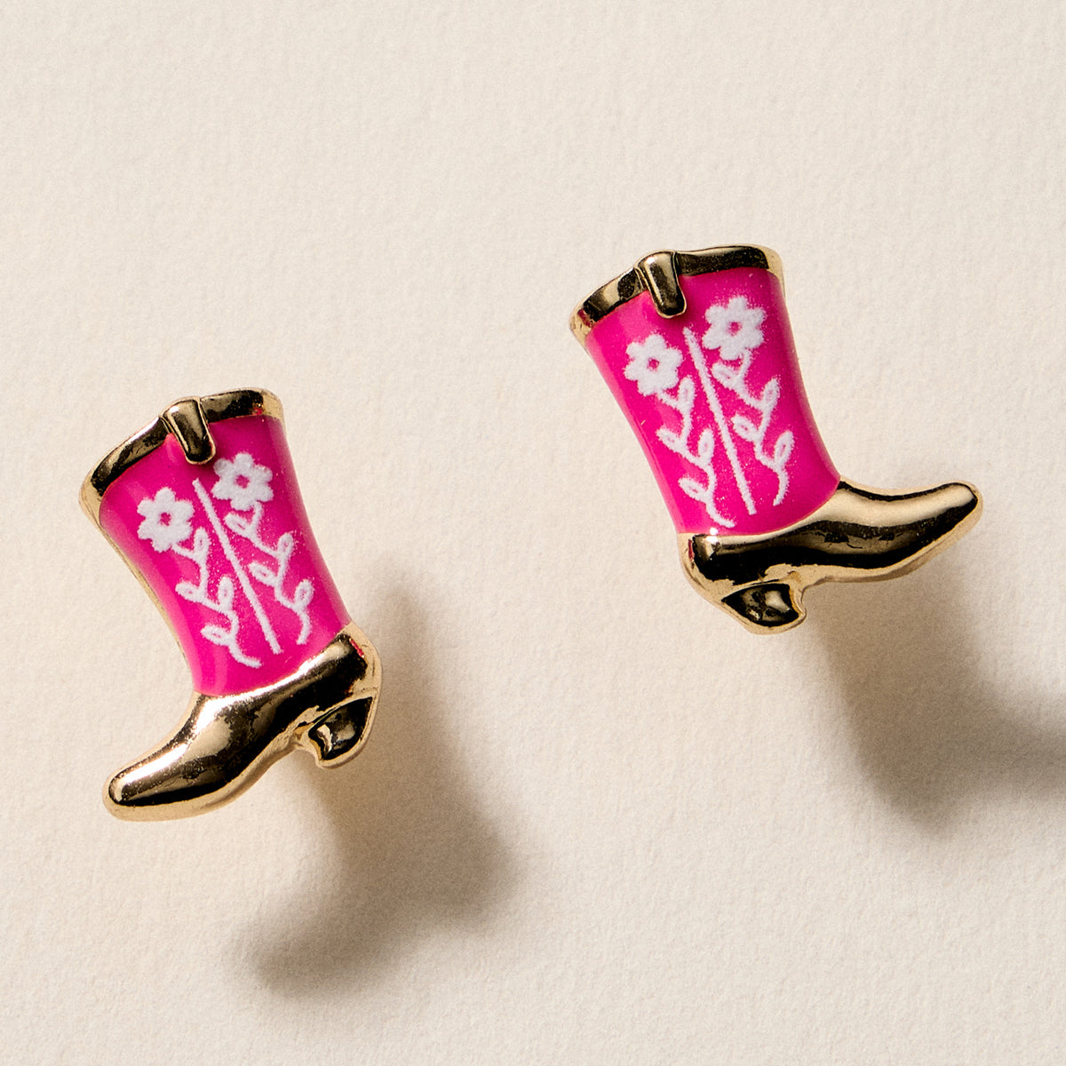 Mini Western Cowboy Boot Enamel Stud Earrings – Assorted Colors & Patterns