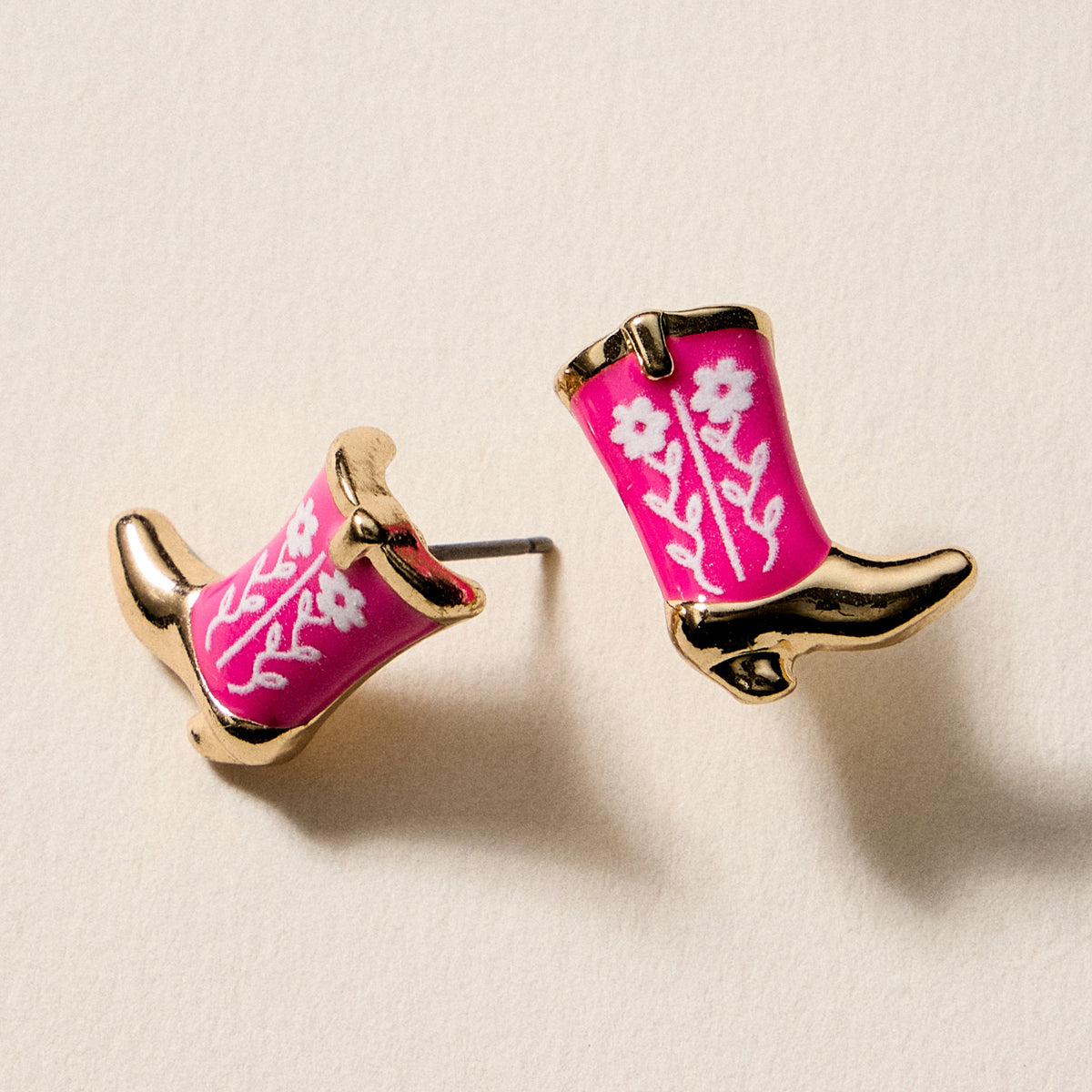 Mini Western Cowboy Boot Enamel Stud Earrings – Assorted Colors & Patterns
