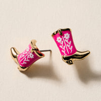 Mini Western Cowboy Boot Enamel Stud Earrings – Assorted Colors & Patterns
