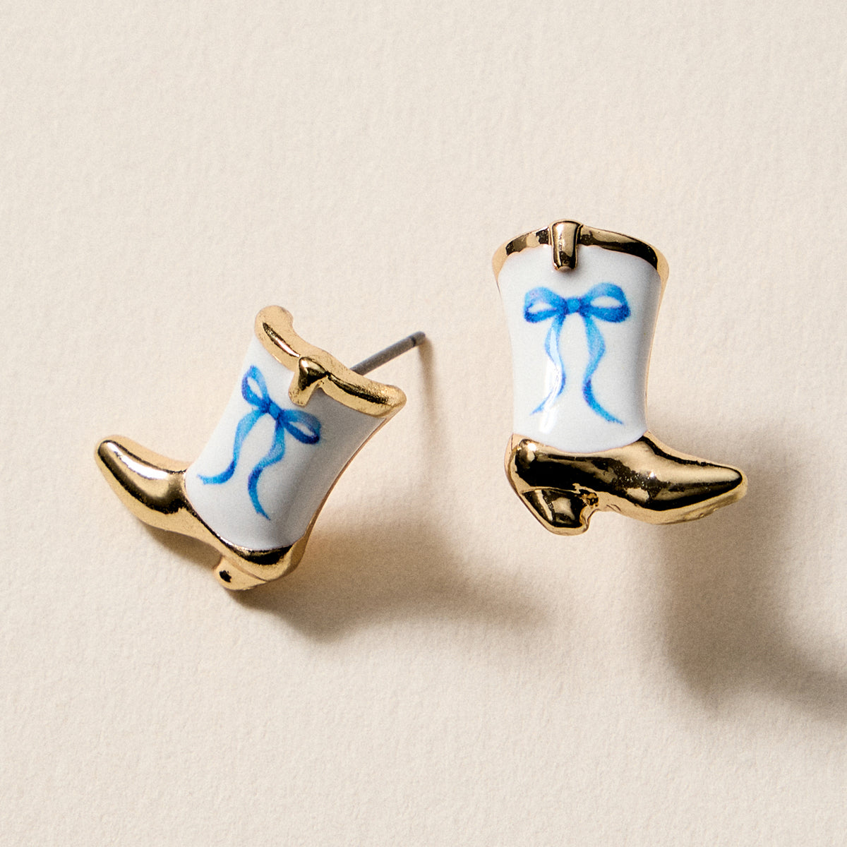 Mini Western Cowboy Boot Enamel Stud Earrings – Assorted Colors & Patterns
