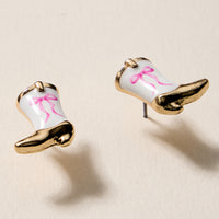 Mini Western Cowboy Boot Enamel Stud Earrings – Assorted Colors & Patterns