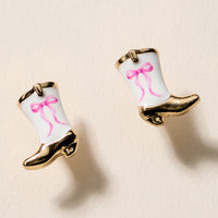 Mini Western Cowboy Boot Enamel Stud Earrings – Assorted Colors & Patterns