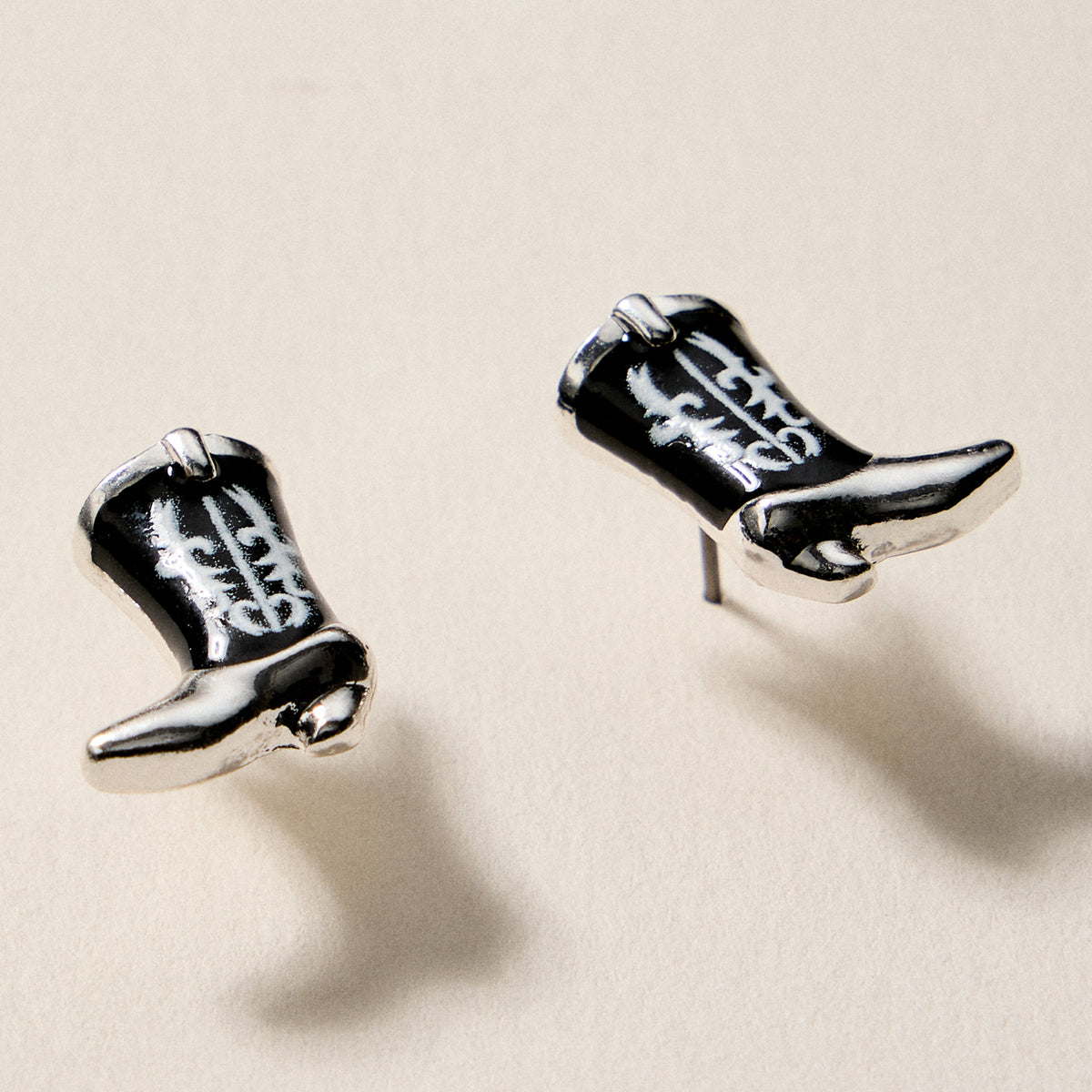 Mini Western Cowboy Boot Enamel Stud Earrings – Assorted Colors & Patterns