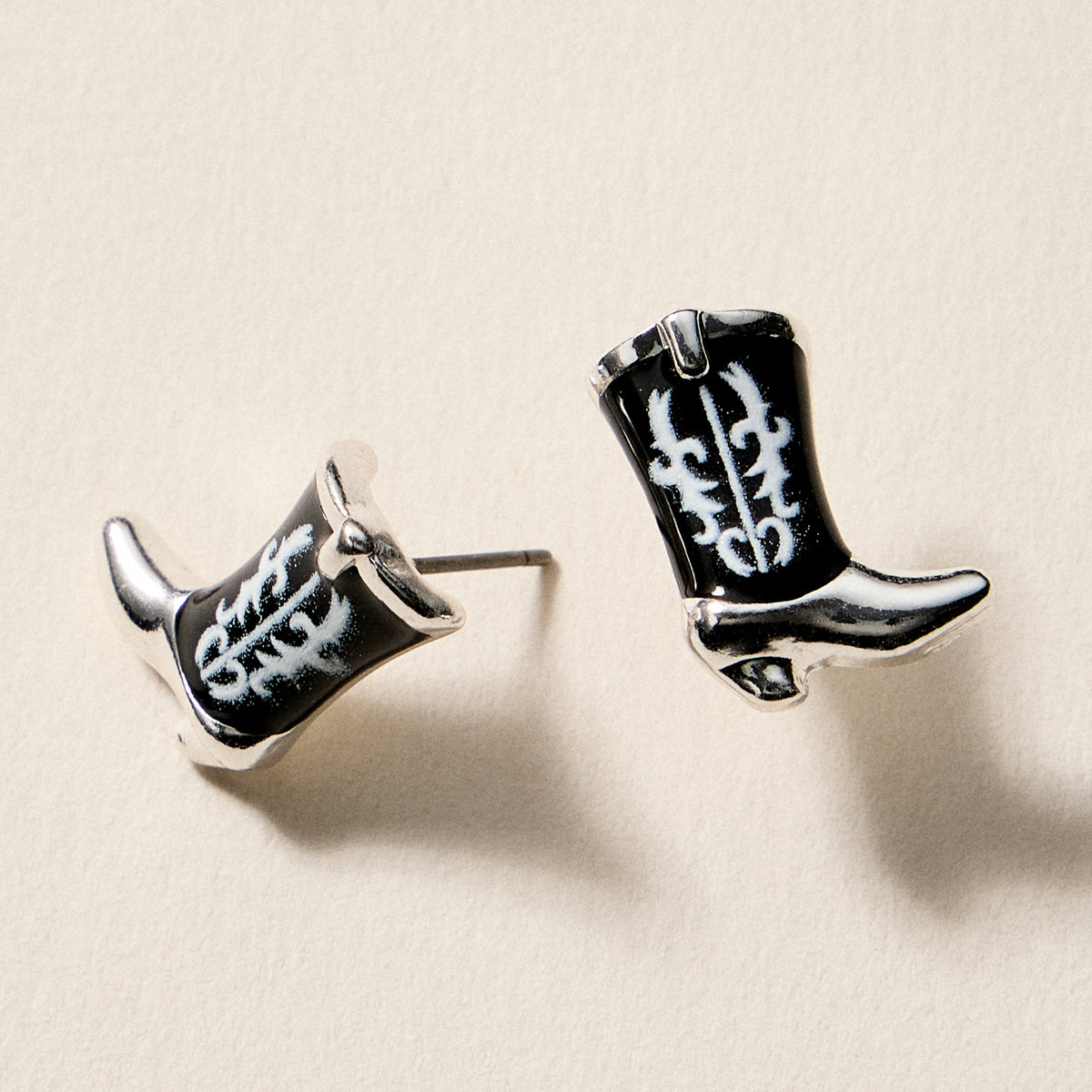 Mini Western Cowboy Boot Enamel Stud Earrings – Assorted Colors & Patterns