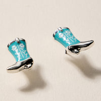 Mini Western Cowboy Boot Enamel Stud Earrings – Assorted Colors & Patterns