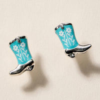 Mini Western Cowboy Boot Enamel Stud Earrings – Assorted Colors & Patterns