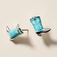 Mini Western Cowboy Boot Enamel Stud Earrings – Assorted Colors & Patterns