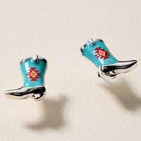 Mini Western Cowboy Boot Enamel Stud Earrings – Assorted Colors & Patterns