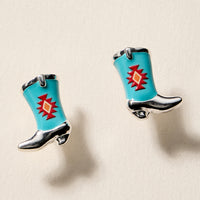 Mini Western Cowboy Boot Enamel Stud Earrings – Assorted Colors & Patterns