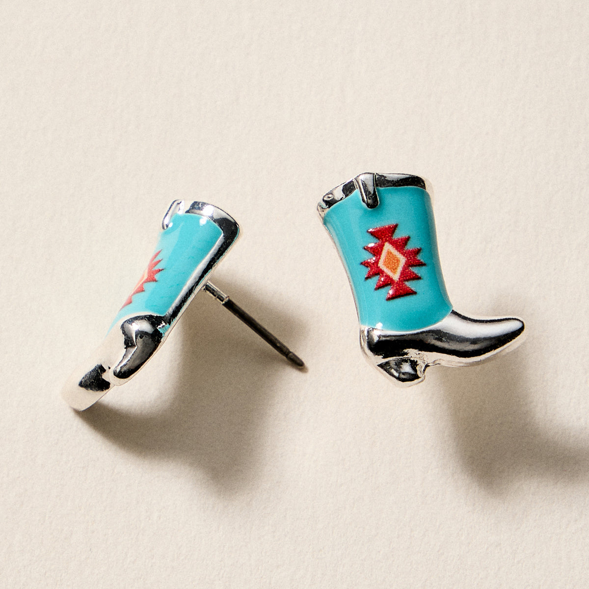 Mini Western Cowboy Boot Enamel Stud Earrings – Assorted Colors & Patterns