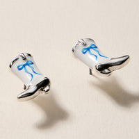 Mini Western Cowboy Boot Enamel Stud Earrings – Assorted Colors & Patterns