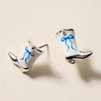 Mini Western Cowboy Boot Enamel Stud Earrings – Assorted Colors & Patterns