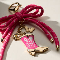 Pink Cowboy Boots Enamel Keychain