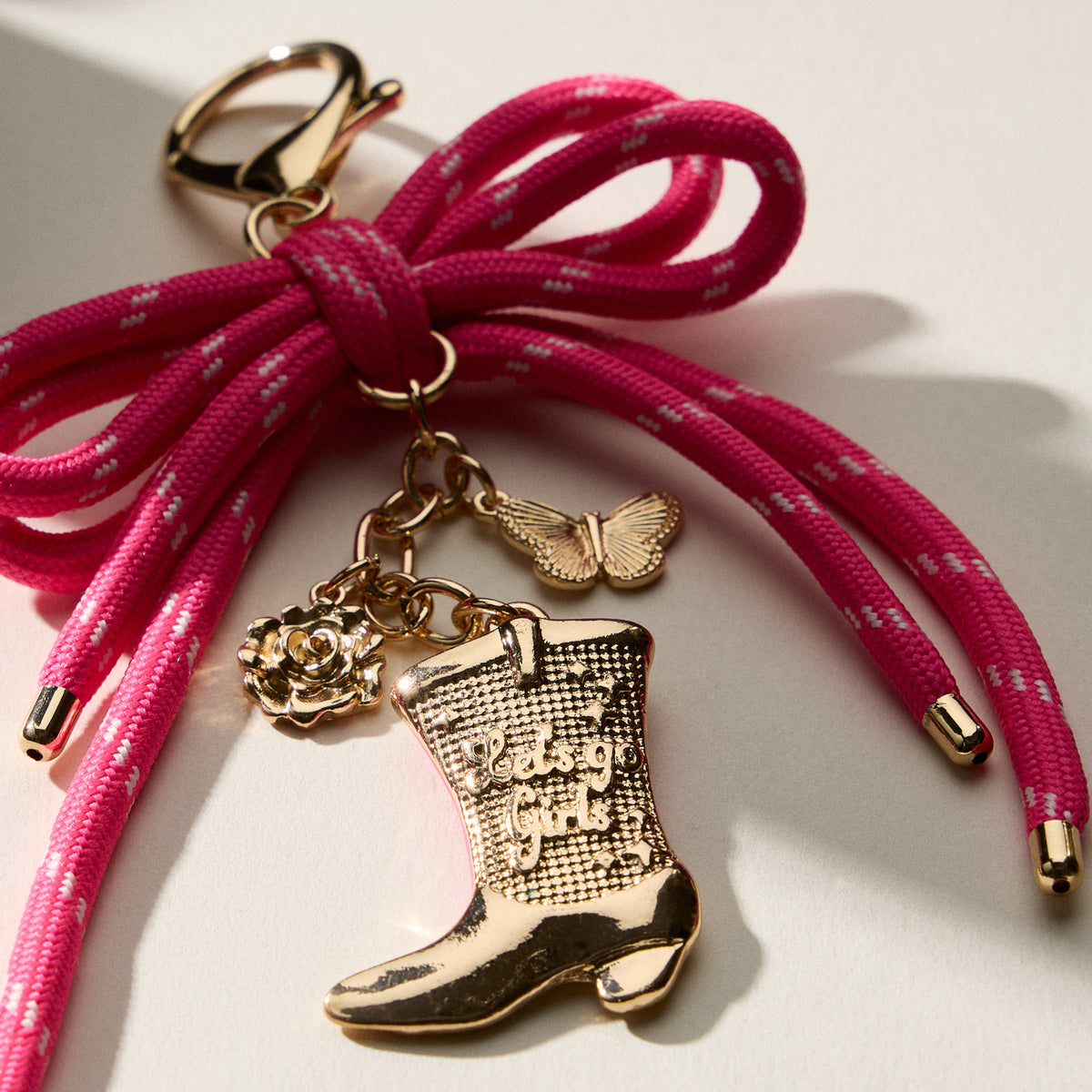 Pink Cowboy Boots Enamel Keychain