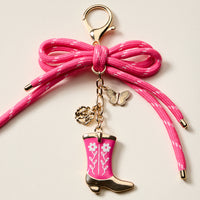 Pink Cowboy Boots Enamel Keychain