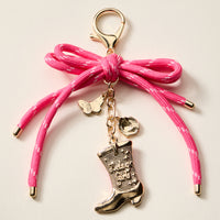 Pink Cowboy Boots Enamel Keychain