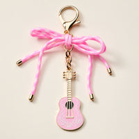 Pink Guitar Enamel Keychain