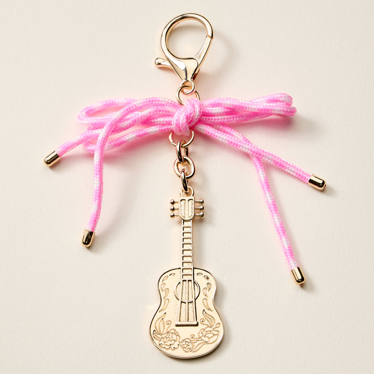 Pink Guitar Enamel Keychain