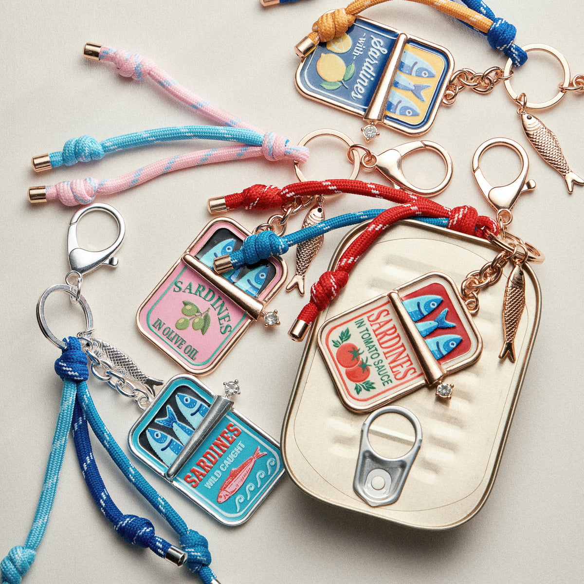 Sardine Tin Keychain with Tassel Charm