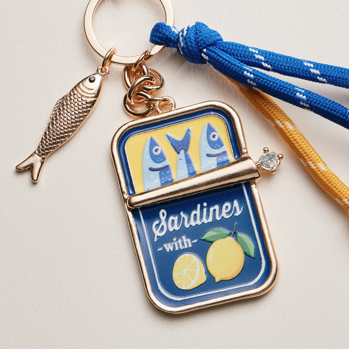 Sardine Tin Keychain with Tassel Charm