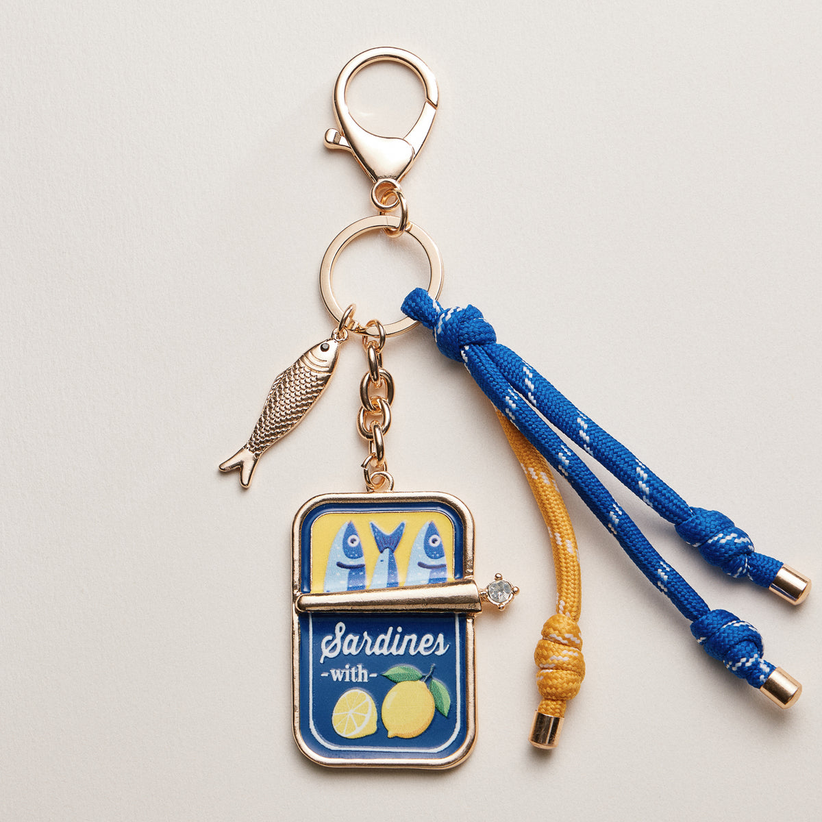 Sardine Tin Keychain with Tassel Charm