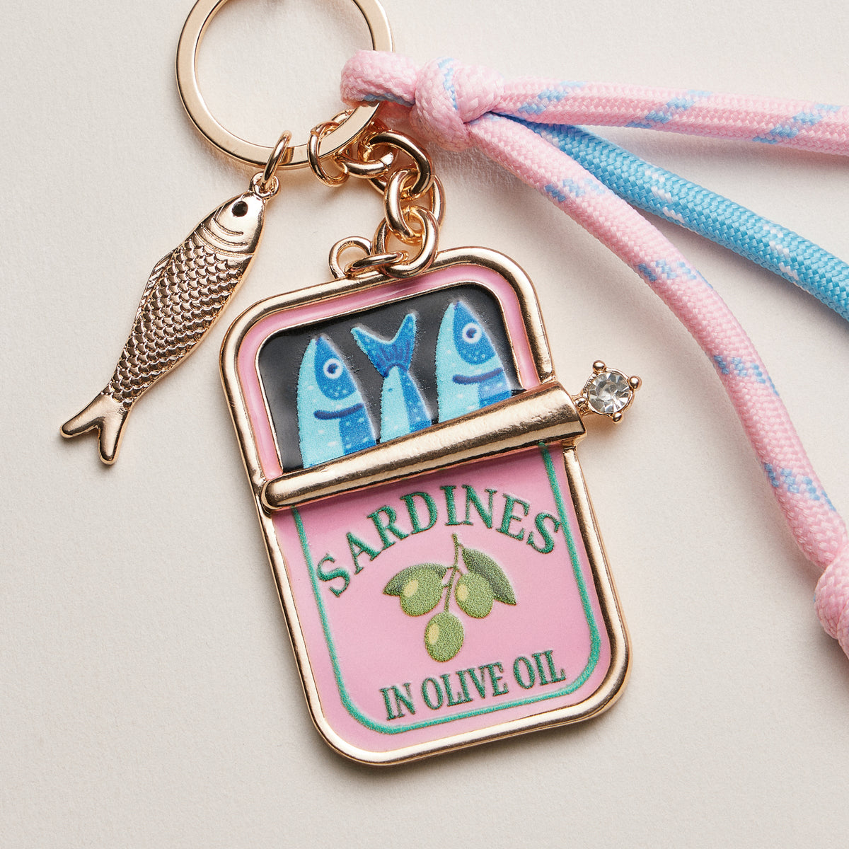 Sardine Tin Keychain with Tassel Charm