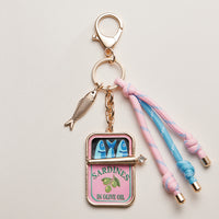Sardine Tin Keychain with Tassel Charm