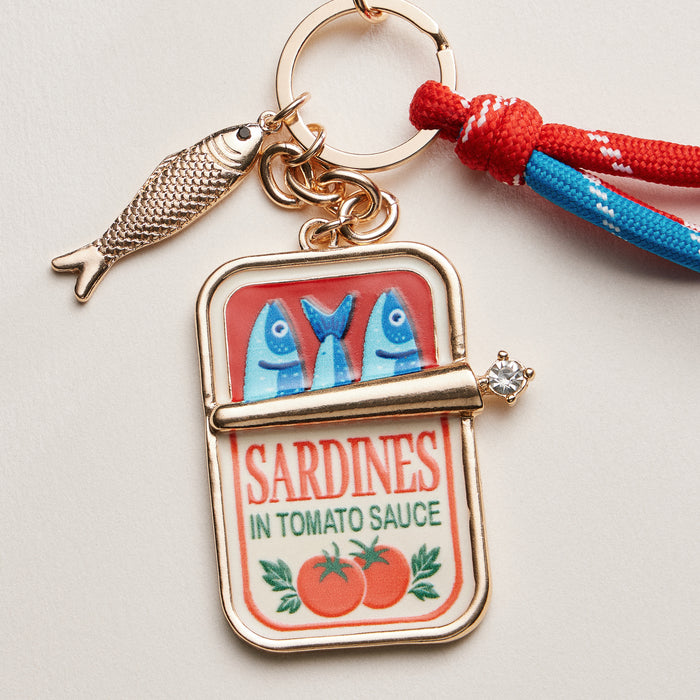 Sardine Tin Keychain with Tassel Charm
