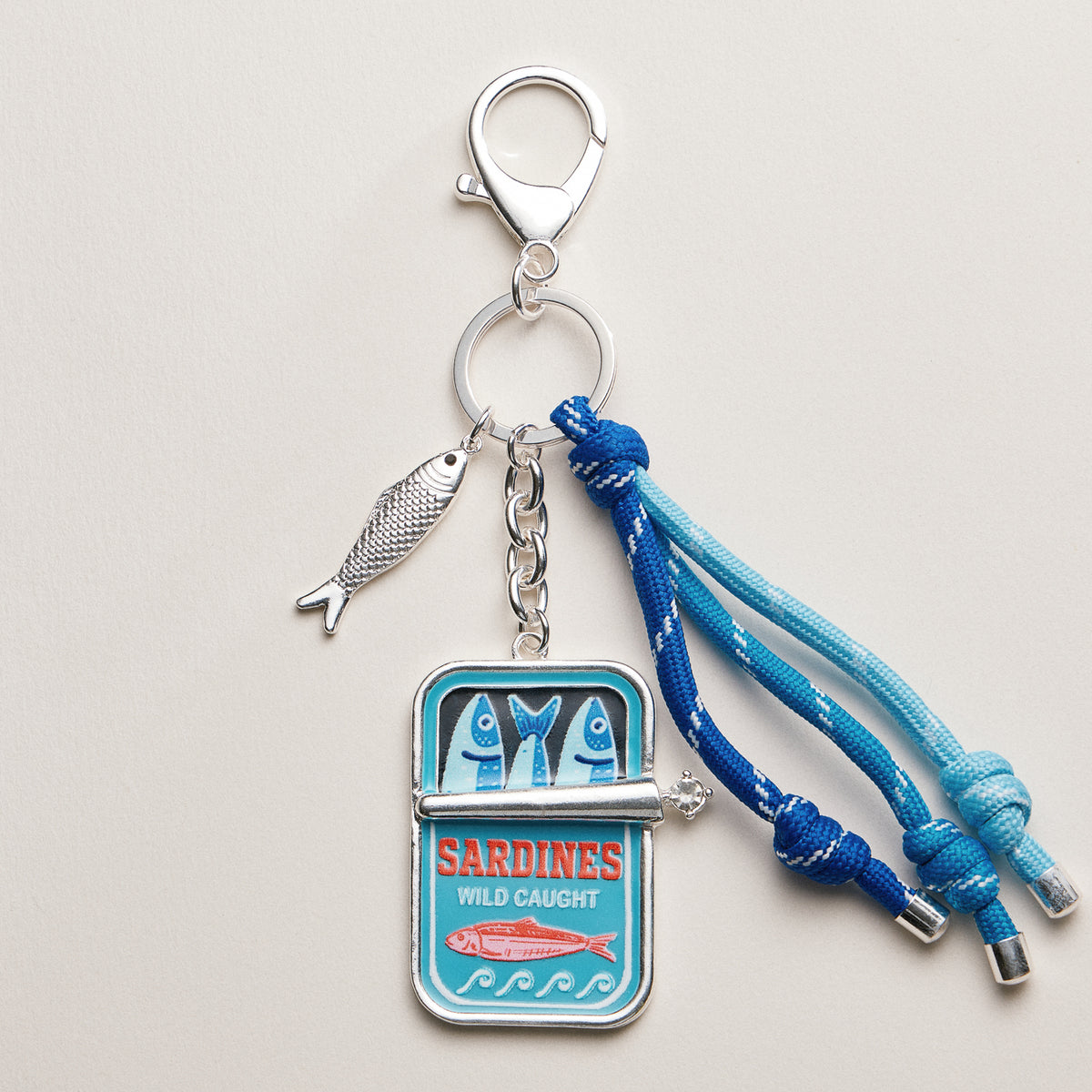 Sardine Tin Keychain with Tassel Charm