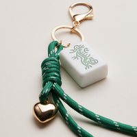 Mahjong Keychain with Heart Charm & Rope