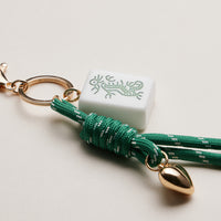 Mahjong Keychain with Heart Charm & Rope