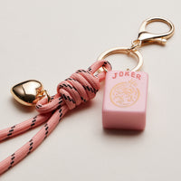 Mahjong Keychain with Heart Charm & Rope