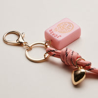 Mahjong Keychain with Heart Charm & Rope
