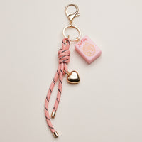 Mahjong Keychain with Heart Charm & Rope